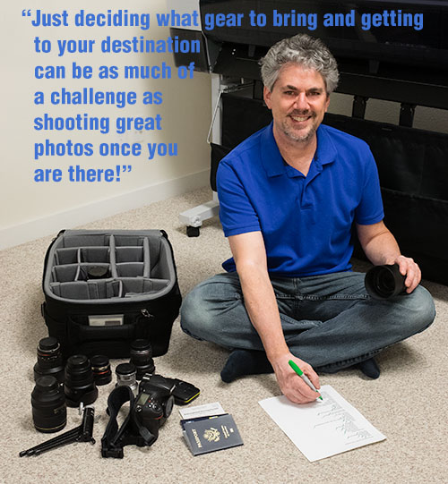 travel photographer Joel Wolfson with checklist preparing for travel