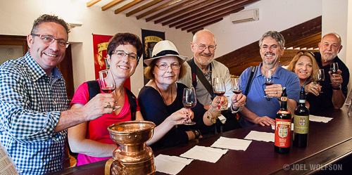 Our 2015 participants sample wines at a winery that's been in the same family for centuries- just one of many amazing experiences during our Villages of Tuscany workshop and tour.