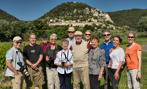 Our 2015 participants in front of a tiny village near our home base in Provence